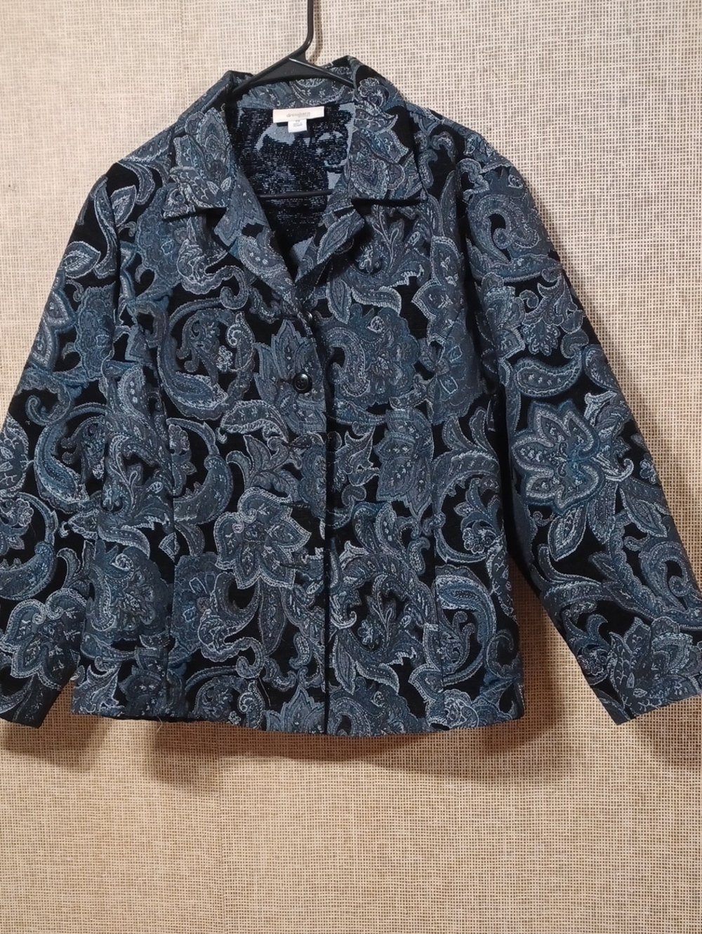 Dress Barn Blue Paisley Button-Front Jacket